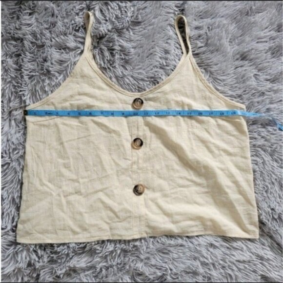 SHEIN Cream White Spaghetti Strap Tank Top with Brown Buttons Women size XL - Picture 5 of 7